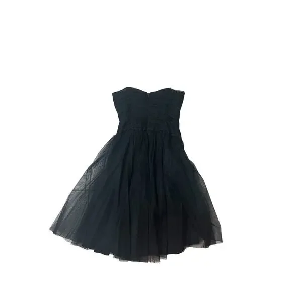 Nicole Miller Collection 90s Y2K Black 6 Mini Dress Whimsygoth Fairy Tulle Prom - Picture 4 of 8